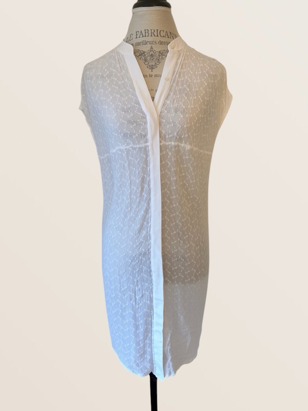 AllSaints White Sheer Midi Shirt Dress